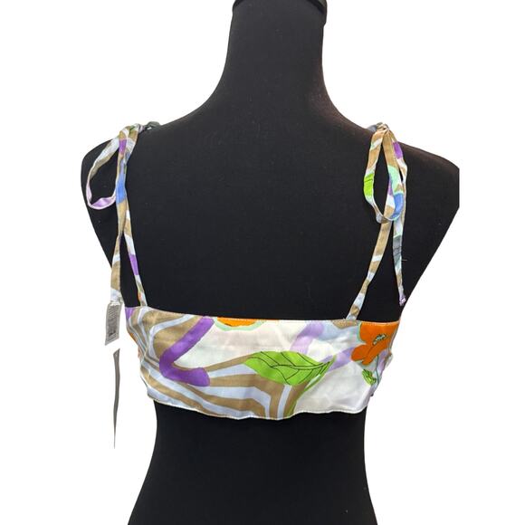 New ~ ASOS ~ Tie Front Floral Swirl Print Beach Crop Top Size 6 - Picture 6 of 9